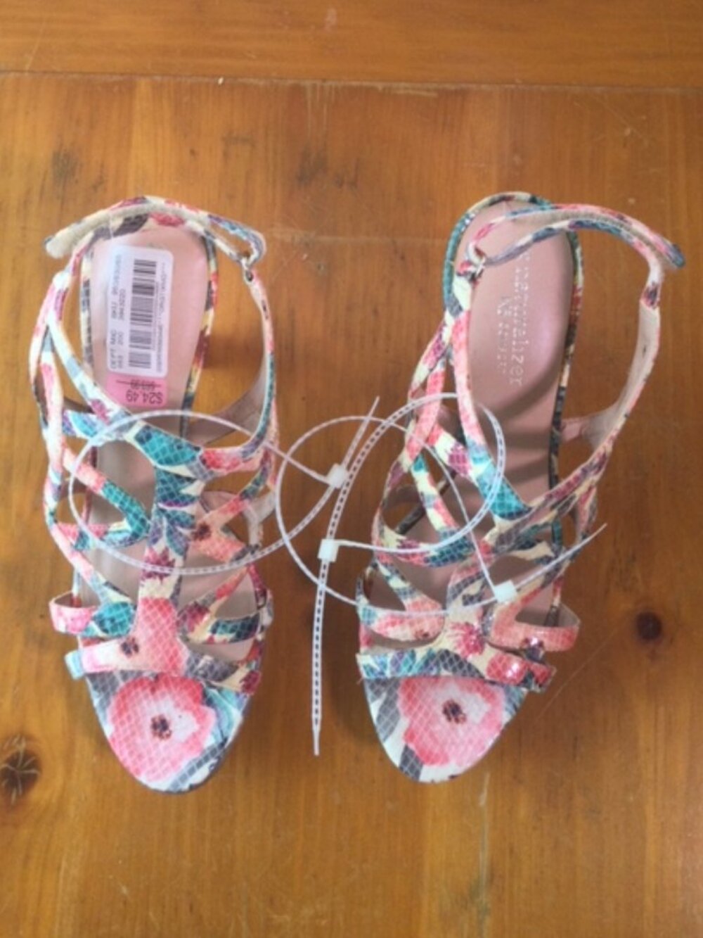 Naturalizer Floral Caged Block Heel Sandals Women's 8.5 NWT w/ Box